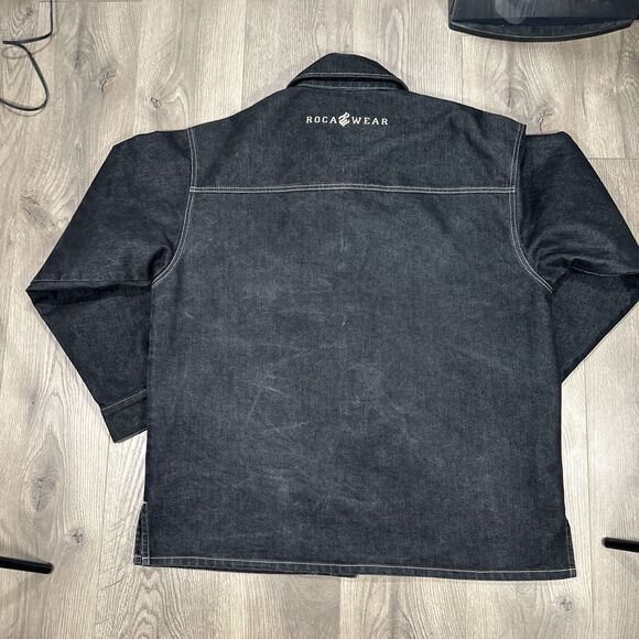 Vintage Rocawear Grey/Black Denim Jean Jacket Y2K 90s Hip Hop, Jay Z Mens Sz XL - Picture 7 of 8